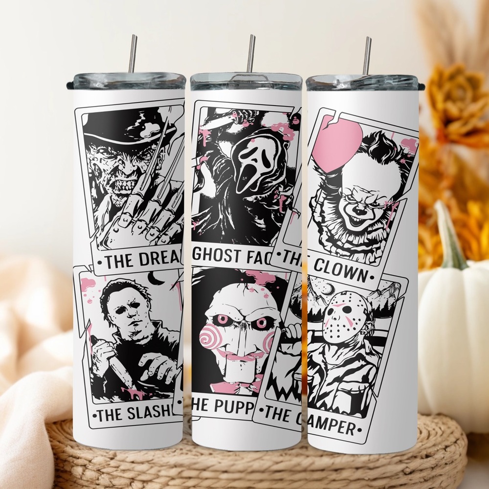 20oz Halloween friends game cards w/p tumblers